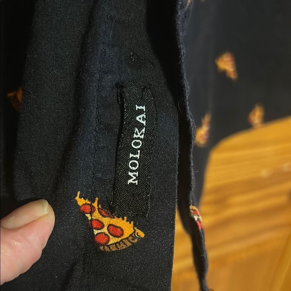 Molokai Surf Co NEW Men's Size XL Dark Blue Pizza Print Button Down Shirt - Picture 7 of 8